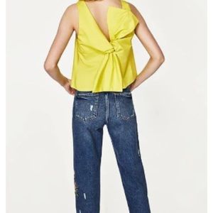 Zara Trafaluc Collection Crop Top with Bow - Size Large